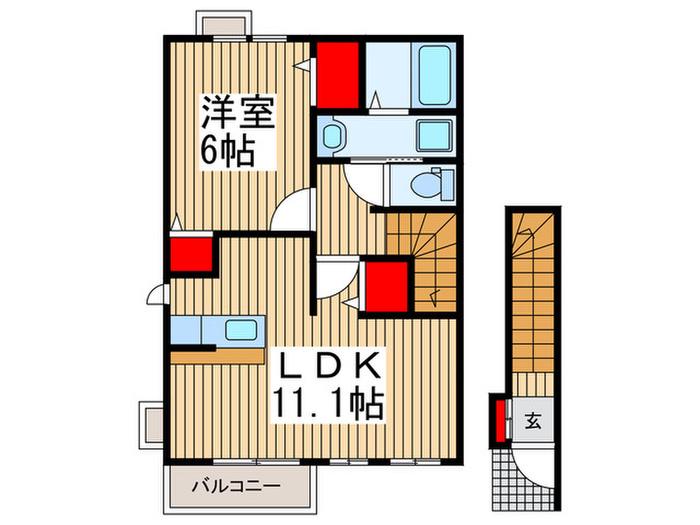 スプリング グリーン A(1LDK/2階)の間取り写真