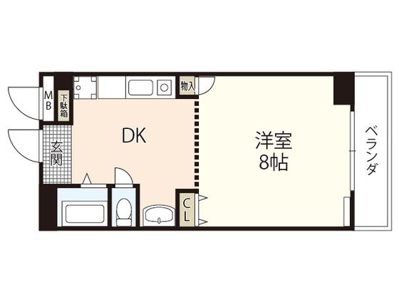ラポール小町(1DK/5階)の間取り写真