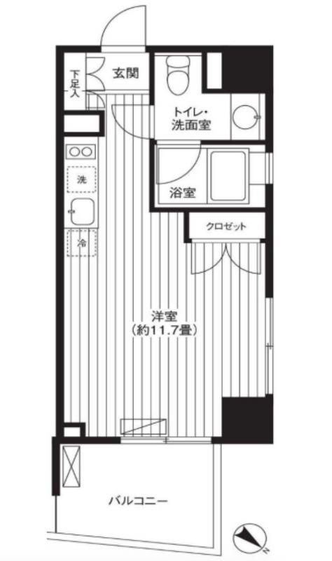TI-HIGASHIAZABU(ワンルーム/7階)の間取り写真