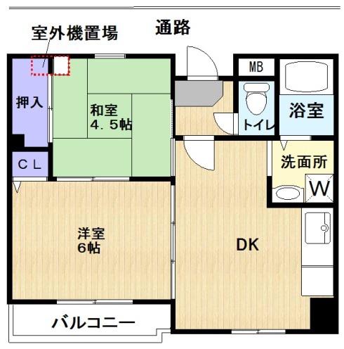 パラッツオ京橋(2DK/2階)の間取り写真
