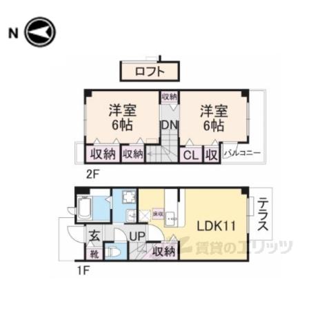 エトワールⅠ(2LDK/1階)の間取り写真