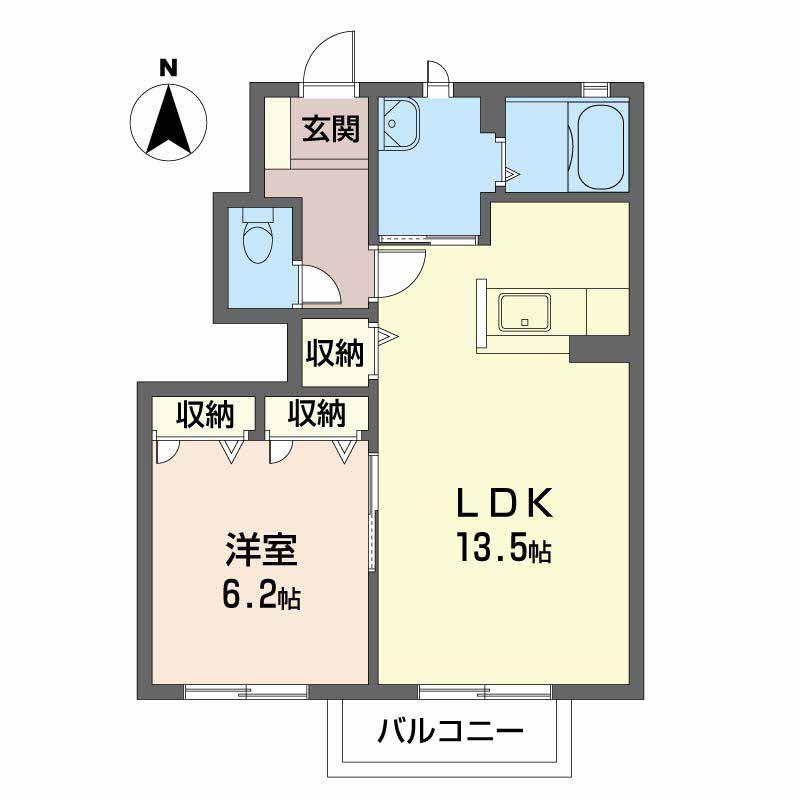 グラヴィスB(1LDK/1階)の間取り写真
