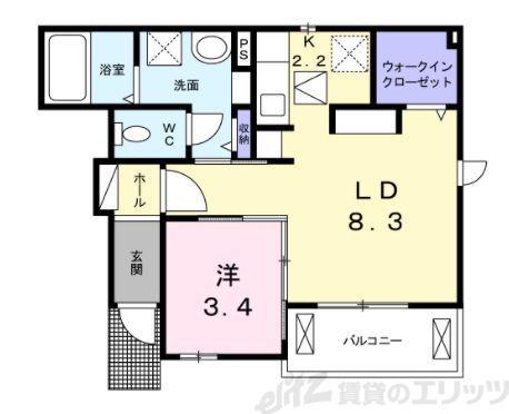 レヴール松ヶ丘(1LDK/1階)の間取り写真