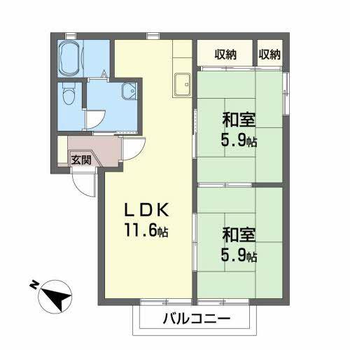 エミネンスB(2LDK/2階)の間取り写真