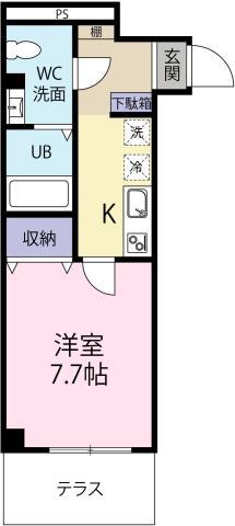 KTSビル(1K/1階)の間取り写真