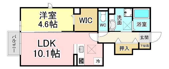 ルミナス須賀(1LDK/1階)の間取り写真