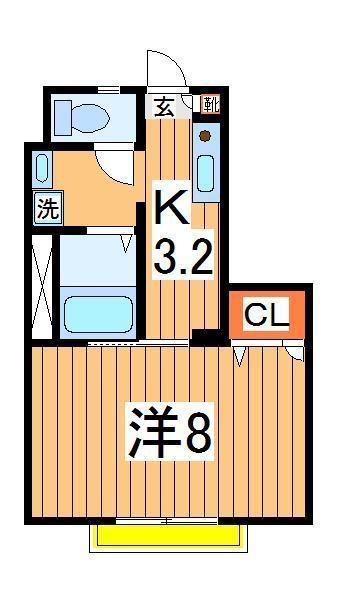 クレセントハウス1(1K/2階)の間取り写真