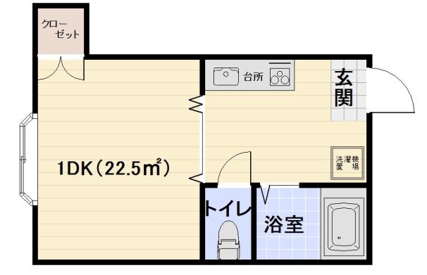 ヴィラージュ天神(1DK/3階)の間取り写真