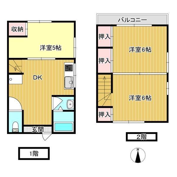 豊栄ハイツC(3DK/1階)の間取り写真