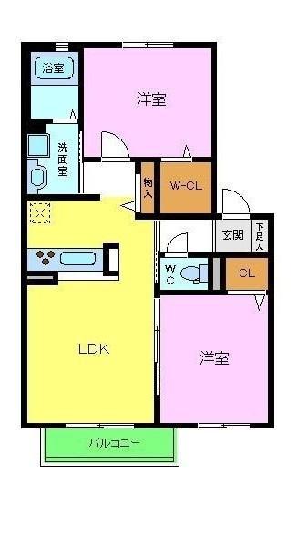 シャーメゾン鈴の宮(2LDK/2階)の間取り写真