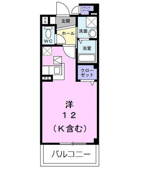 サンリッツ高宮C(ワンルーム/1階)の間取り写真