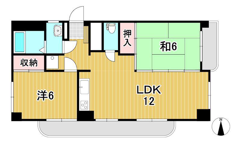 金井ビル(2LDK/2階)の間取り写真