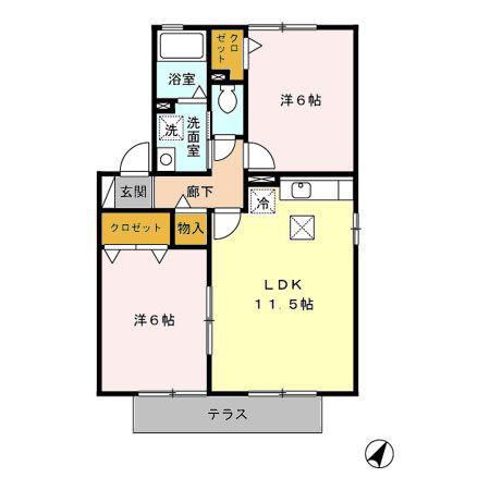 ベルメゾンA(2LDK/1階)の間取り写真
