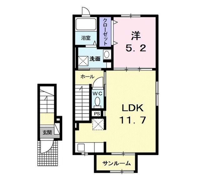 エクセル新青森A(1LDK/2階)の間取り写真