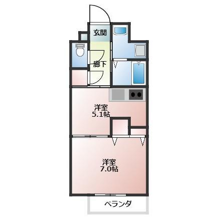 際波フォレストウィンズ(1DK/5階)の間取り写真