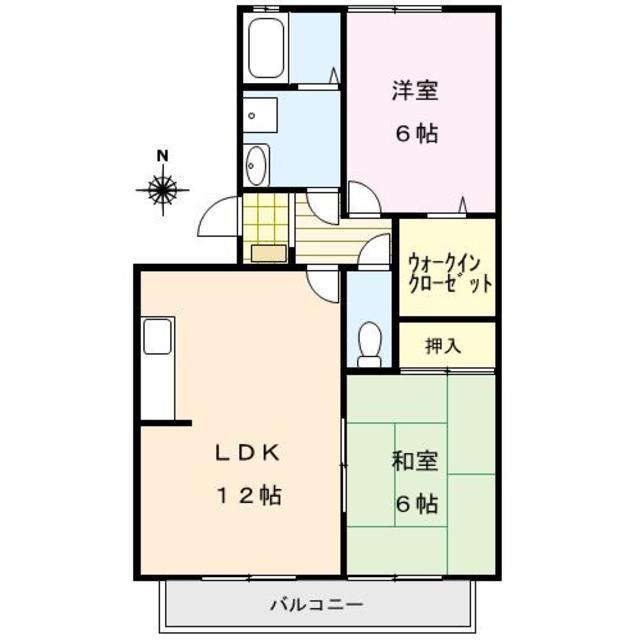 ソールズベリー御井(2LDK/2階)の間取り写真