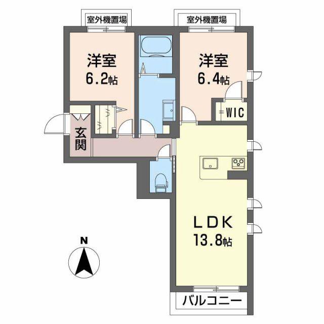 ロベリアコート(2LDK/2階)の間取り写真