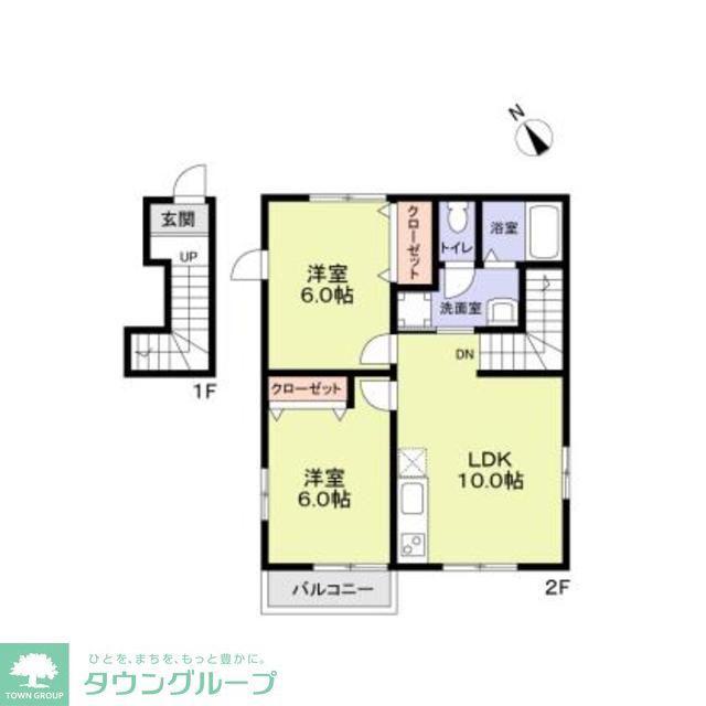 CASA BIANCA(2LDK/2階)の間取り写真