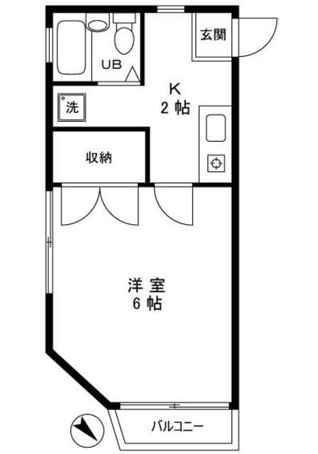 ＪＲ総武線 新小岩駅 徒歩8分 4階建 築34年(1K/4階)の間取り写真