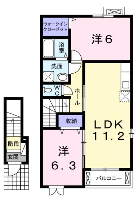 グレイスフルIII(2LDK/2階)の間取り写真