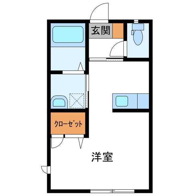 バリーハイツ田島D棟(ワンルーム/1階)の間取り写真