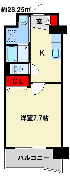 ニューシティアパートメンツ南小倉I(1K/8階)の間取り写真