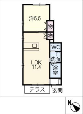 角之助ハウス(1LDK/1階)の間取り写真
