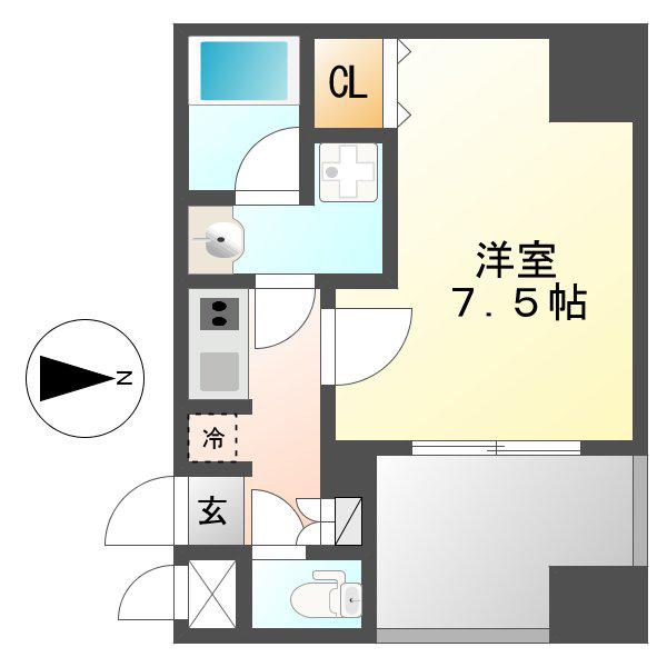 APEX名古屋栄PREMIERLIFE(1K/7階)の間取り写真