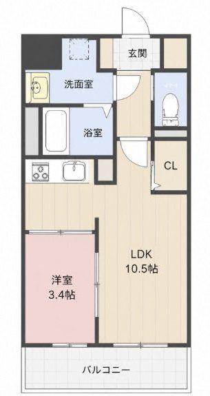 THE APARTMENT開(1LDK/6階)の間取り写真