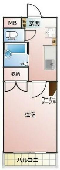 エル上熊本(1K/4階)の間取り写真