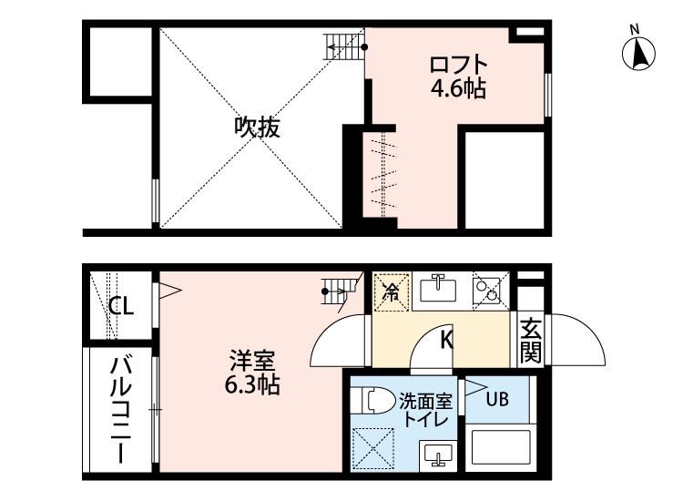 ヴィルシーナ(1K/2階)の間取り写真