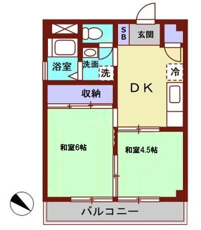 伊藤ビル(2DK/7階)の間取り写真