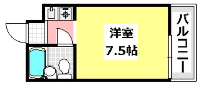 OMレジデンス茨木追手門前(ワンルーム/2階)の間取り写真