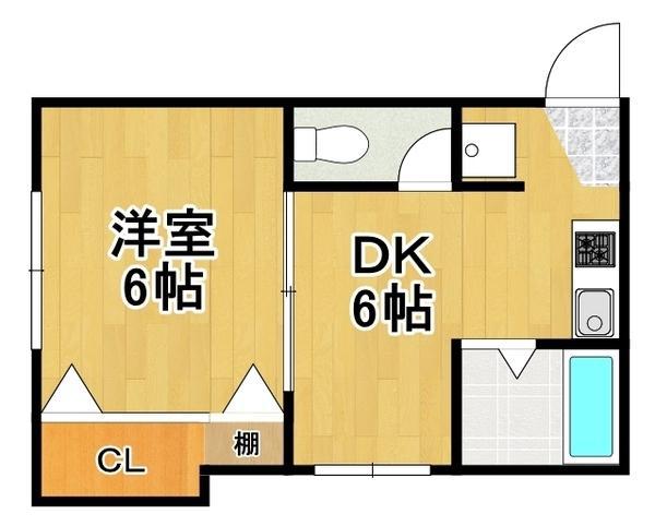 山川荘(1DK/1階)の間取り写真