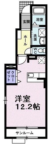 イーストカーサ壱番館(ワンルーム/1階)の間取り写真