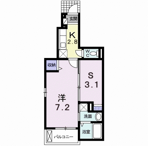 グラシオッソーレII(1SK/1階)の間取り写真