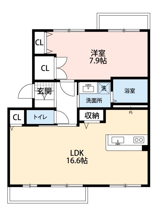 CASA DOMANI(1LDK/2階)の間取り写真