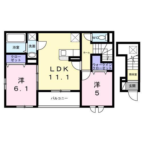 沢良宜東町アパート(2LDK/2階)の間取り写真