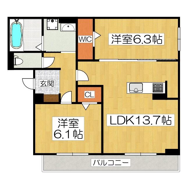 D-ROOM勝部3丁目工事(2LDK/2階)の間取り写真