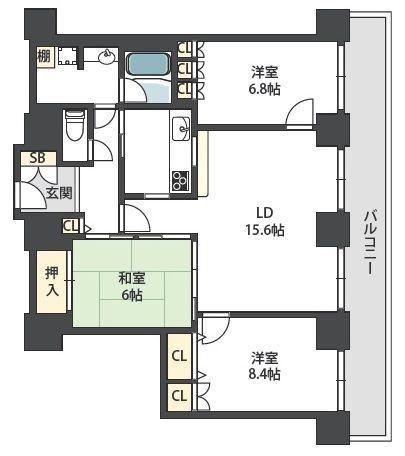 オークプリオタワー4602(3LDK/46階)の間取り写真