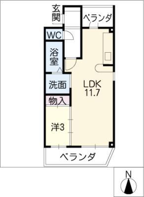 アルファパル福友(1LDK/7階)の間取り写真