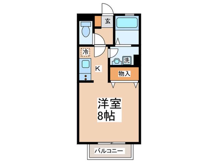 グランディール大下(1K/1階)の間取り写真