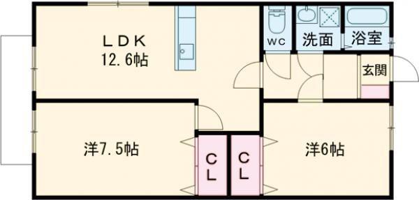 アイビーハイツちよだ(2LDK/2階)の間取り写真