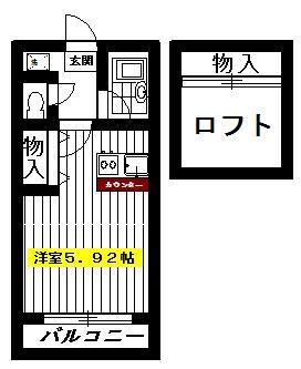 ロワジール貫井C(ワンルーム/2階)の間取り写真