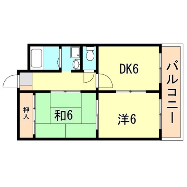 エスポワール森友(2DK/2階)の間取り写真