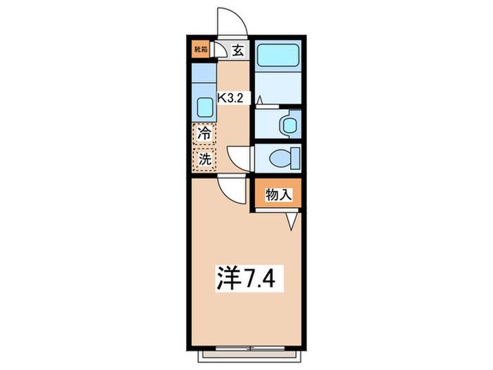 フライハイト(1K/2階)の間取り写真