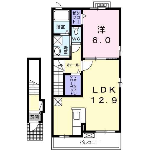 セレノフィオーレ(1LDK/2階)の間取り写真