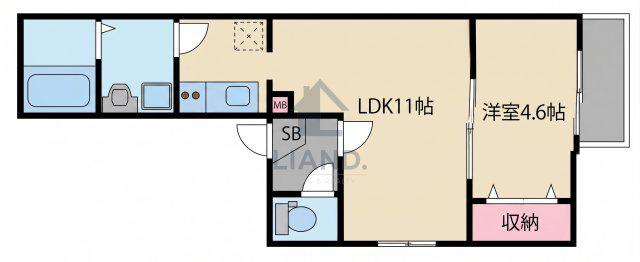 CIEL馬出(1LDK/1階)の間取り写真