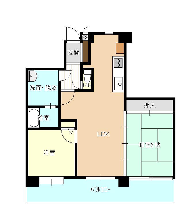 ルミエール薬院(2LDK/6階)の間取り写真
