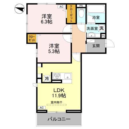 アメニティ 美南東(2LDK/3階)の間取り写真
